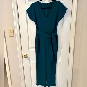 Express Teal V-Neck Jumpsuit with Waist Tie